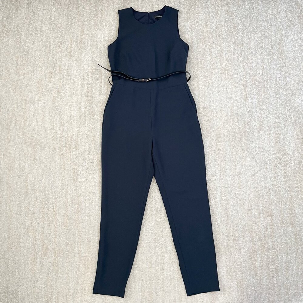 Banana Republic Blue Sleeveless Jumpsuit with Pockets 0 Petite